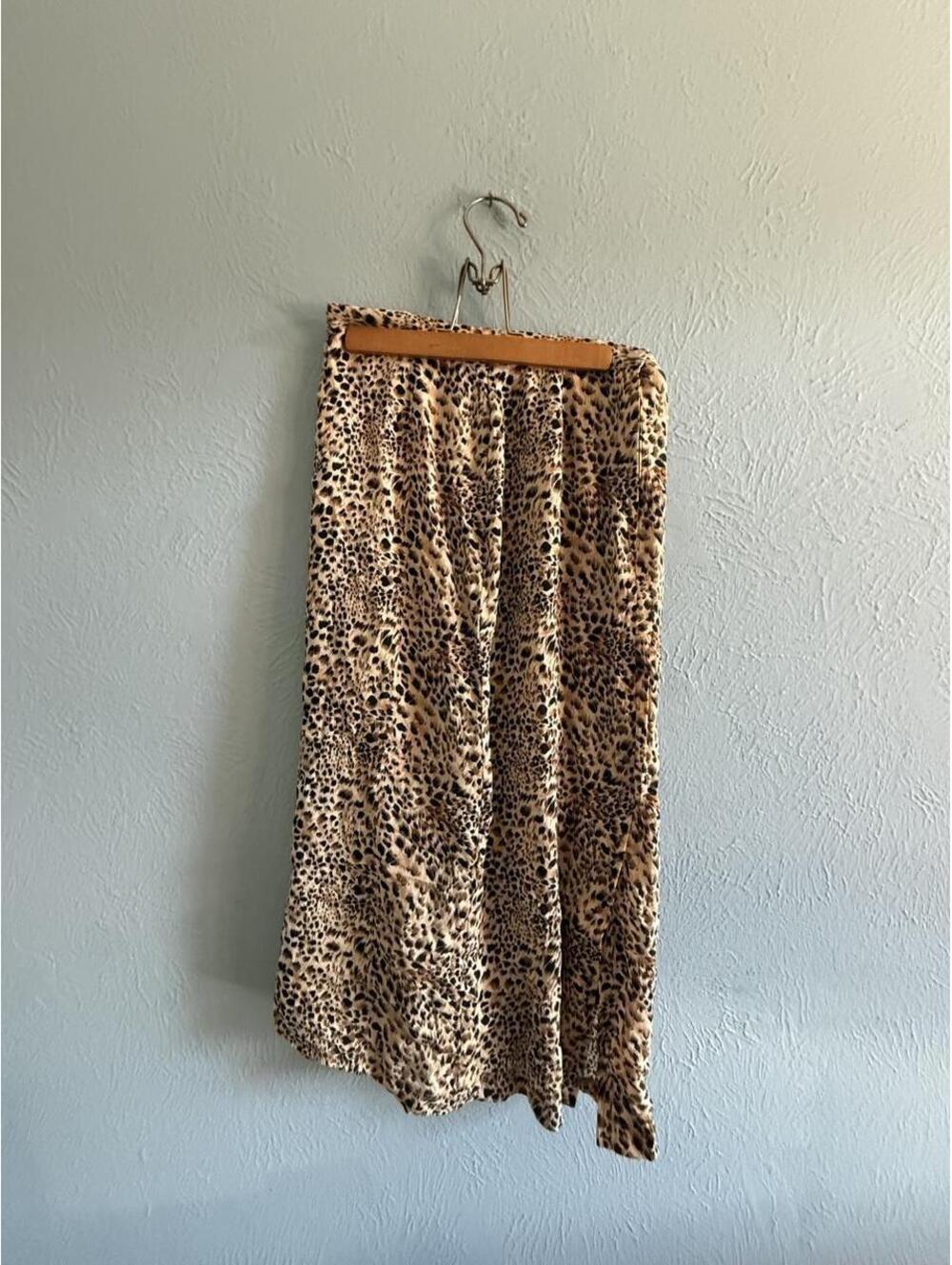 Handmade lined cheetah leopard slit skirt